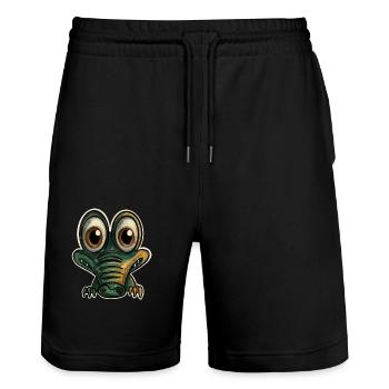 Alligator Krokodil - Stanley/Stella Unisex Bio Joggingshorts Trainer  - Schwarz - Vorne - Nik (191cm) & Marisol (170cm)