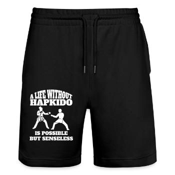 Hapkido, Arts martiaux, Judo, Karaté, Arts martiaux, Aïkido - Short de jogging bio TRAINER Stanley/Stella unisexe - noir - Devant - Nik (191cm) & Marisol (170cm)