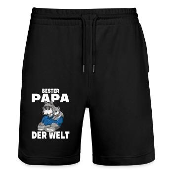 Bester Papa der Welt Vatertag Vater Wolf für - Stanley/Stella Unisex Bio Joggingshorts Trainer  - Schwarz - Vorne - Nik (191cm) & Marisol (170cm)