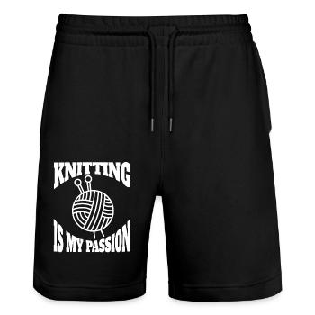 Tricot Tailleur Crochet Tricoteuse Couturière - Short de jogging bio TRAINER Stanley/Stella unisexe - noir - Devant - Nik (191cm) & Marisol (170cm)