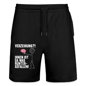 Dir ist da was runtergefallen Gehirn - Stanley/Stella Unisex Bio Joggingshorts Trainer  - Schwarz - Vorne - Nik (191cm) & Marisol (170cm)