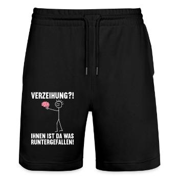 Dir ist da was runtergefallen Gehirn - Stanley/Stella Unisex Bio Joggingshorts Trainer  - Schwarz - Vorne - Nik (191cm) & Marisol (170cm)