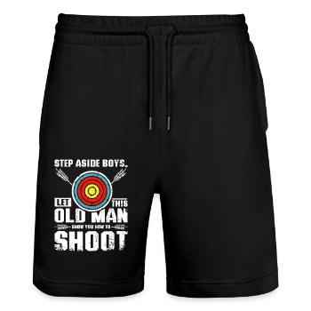 Let this old man show you how to archery - Stanley/Stella Unisex Bio Joggingshorts Trainer  - Schwarz - Vorne - Nik (191cm) & Marisol (170cm)