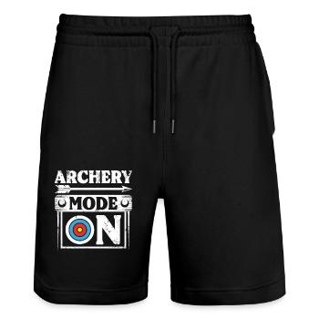 Archery mode on - Stanley/Stella Unisex Bio Joggingshorts Trainer  - Schwarz - Vorne - Nik (191cm) & Marisol (170cm)