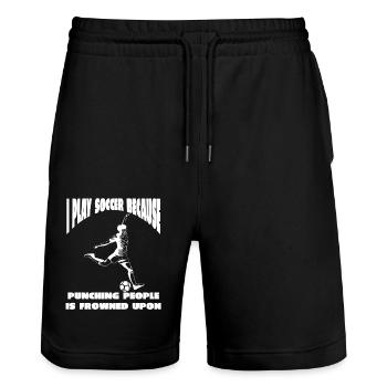 Football Design Football Team Joueur de football - Short de jogging bio TRAINER Stanley/Stella unisexe - noir - Devant - Nik (191cm) & Marisol (170cm)