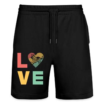 German Shepherd - Stanley/Stella Trainer Unisex Organic Jogging Shorts - black - Front - Nik (191cm) & Marisol (170cm)