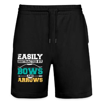 Leicht ablenkbar durch Pfeil und Bogen - Stanley/Stella Unisex Bio Joggingshorts Trainer  - Schwarz - Vorne - Nik (191cm) & Marisol (170cm)