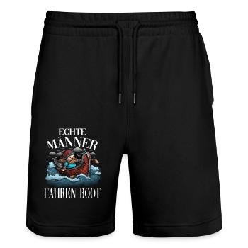 Echte Männer Fahren Boot - Stanley/Stella Unisex Bio Joggingshorts Trainer  - Schwarz - Vorne - Nik (191cm) & Marisol (170cm)