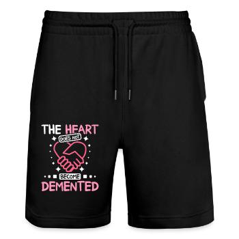 The heart does not become demented - Stanley/Stella Trainer Unisex Organic Jogging Shorts - black - Front - Nik (191cm) & Marisol (170cm)