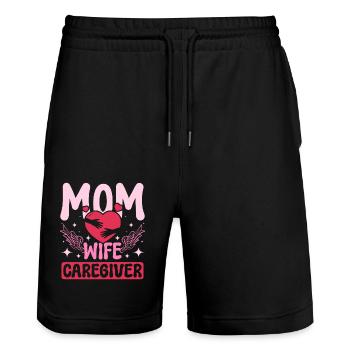 Fête des mères Mère Épouse Soignante - Short de jogging bio TRAINER Stanley/Stella unisexe - noir - Devant - Nik (191cm) & Marisol (170cm)