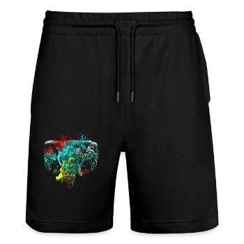 Splash Art Elefanten kopf - Stanley/Stella Unisex Bio Joggingshorts Trainer  - Schwarz - Vorne - Nik (191cm) & Marisol (170cm)