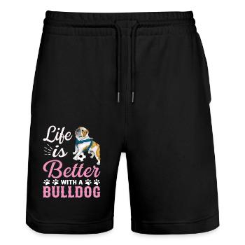 Leben ist Besser - Stanley/Stella Unisex Bio Joggingshorts Trainer  - Schwarz - Vorne - Nik (191cm) & Marisol (170cm)
