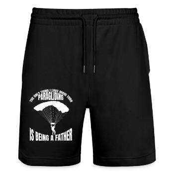 Paragliding Father Paragliding Paragliding - Stanley/Stella Trainer Unisex Organic Jogging Shorts - black - Front - Nik (191cm) & Marisol (170cm)