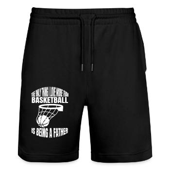 Joueur de basket-ball Père Équipe de basket-ball - Short de jogging bio TRAINER Stanley/Stella unisexe - noir - Devant - Nik (191cm) & Marisol (170cm)