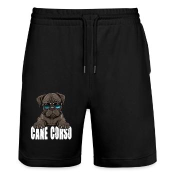 Cane Corso Welpe für einen Cane Corso Besitzer - Stanley/Stella Unisex Bio Joggingshorts Trainer  - Schwarz - Vorne - Nik (191cm) & Marisol (170cm)