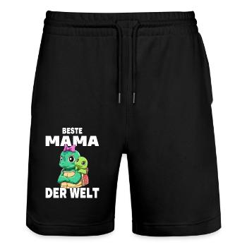 Beste Mama der Welt Muttertag Mutter Schildkröte - Stanley/Stella Unisex Bio Joggingshorts Trainer  - Schwarz - Vorne - Nik (191cm) & Marisol (170cm)