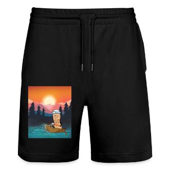 Peanut Leisure Fishing Rod Fishing Rod Fishing - Stanley/Stella Trainer Unisex Organic Jogging Shorts - black - Front - Nik (191cm) & Marisol (170cm)