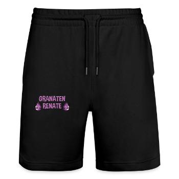 Granaten Renate Handgranate in pink und süß - Stanley/Stella Unisex Bio Joggingshorts Trainer  - Schwarz - Vorne - Nik (191cm) & Marisol (170cm)