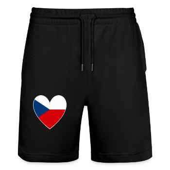 Czech Republic Czechia Heart Prague - Stanley/Stella Trainer Unisex Organic Jogging Shorts - black - Front - Nik (191cm) & Marisol (170cm)