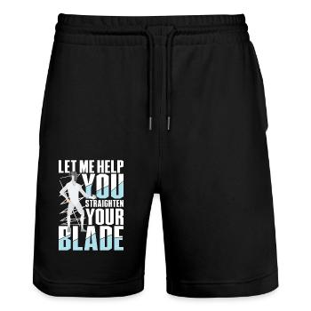 Let Me Help You Straighten Your Blade - Stanley/Stella Unisex Bio Joggingshorts Trainer  - Schwarz - Vorne - Nik (191cm) & Marisol (170cm)