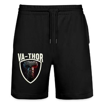 Papa Vathor Va Thor Vatertag Vatertagsgeschenk - Stanley/Stella Unisex Bio Joggingshorts Trainer  - Schwarz - Vorne - Nik (191cm) & Marisol (170cm)