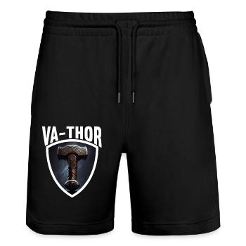 Papa Vathor Va Thor Vatertag Vatertagsgeschenk - Stanley/Stella Unisex Bio Joggingshorts Trainer  - Schwarz - Vorne - Nik (191cm) & Marisol (170cm)
