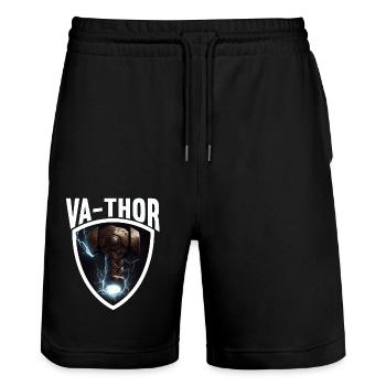 Papa Vathor Va Thor Vatertag Vatertagsgeschenk - Stanley/Stella Unisex Bio Joggingshorts Trainer  - Schwarz - Vorne - Nik (191cm) & Marisol (170cm)