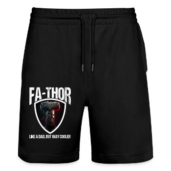 Papa Vathor Va Thor Vatertag Vatertagsgeschenk - Stanley/Stella Unisex Bio Joggingshorts Trainer  - Schwarz - Vorne - Nik (191cm) & Marisol (170cm)