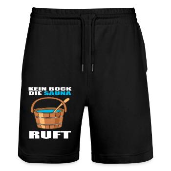 Sauna Saunameister Wellness Entspannung Saunieren - Stanley/Stella Unisex Bio Joggingshorts Trainer  - Schwarz - Vorne - Nik (191cm) & Marisol (170cm)