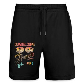 idee cadeau guadeloupe petit paradis 971 gwada - Short de jogging bio TRAINER Stanley/Stella unisexe - noir - Devant - Nik (191cm) & Marisol (170cm)