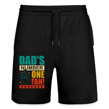 Dad's Number One Fan Daddy's Kid Stolz Auf Den - Stanley/Stella Unisex Bio Joggingshorts Trainer  - Schwarz - Vorne - Nik (191cm) & Marisol (170cm)