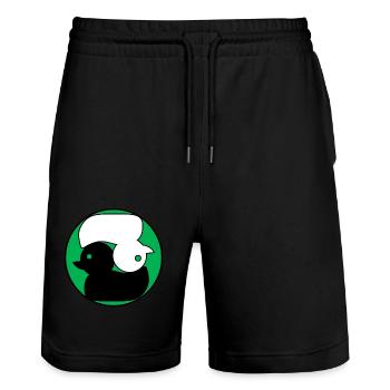 Green Duck Japan Zen - Stanley/Stella Trainer Unisex Organic Jogging Shorts - black - Front - Nik (191cm) & Marisol (170cm)