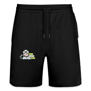 Bücherwurm mit Nerd-Brille lesen Leseratte - Stanley/Stella Unisex Bio Joggingshorts Trainer  - Schwarz - Vorne - Nik (191cm) & Marisol (170cm)