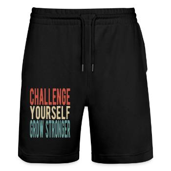 Challenge yourself, grow stronger - Stanley/Stella Unisex Bio Joggingshorts Trainer  - Schwarz - Vorne - Nik (191cm) & Marisol (170cm)