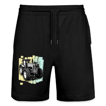 Tractor Agriculture Farmer - Stanley/Stella Trainer Unisex Organic Jogging Shorts - black - Front - Nik (191cm) & Marisol (170cm)