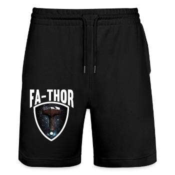 Papa Vathor Va Thor Vatertag Vatertagsgeschenk - Stanley/Stella Unisex Bio Joggingshorts Trainer  - Schwarz - Vorne - Nik (191cm) & Marisol (170cm)