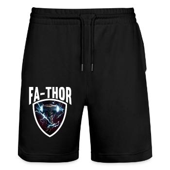Papa Vathor Va Thor Vatertag Vatertagsgeschenk - Stanley/Stella Unisex Bio Joggingshorts Trainer  - Schwarz - Vorne - Nik (191cm) & Marisol (170cm)