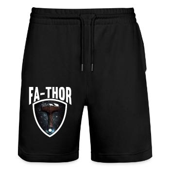 Papa Vathor Va Thor Vatertag Vatertagsgeschenk - Stanley/Stella Unisex Bio Joggingshorts Trainer  - Schwarz - Vorne - Nik (191cm) & Marisol (170cm)