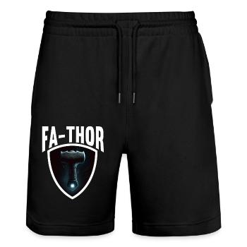 Papa Vathor Va Thor Vatertag Vatertagsgeschenk - Stanley/Stella Unisex Bio Joggingshorts Trainer  - Schwarz - Vorne - Nik (191cm) & Marisol (170cm)