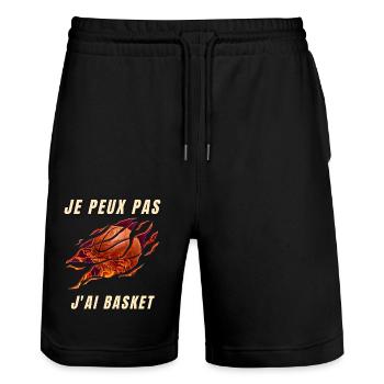Je Peux Pas J'ai Basket Cadeau Joueur De Basket - Short de jogging bio TRAINER Stanley/Stella unisexe - noir - Devant - Nik (191cm) & Marisol (170cm)