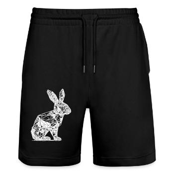 Geometric Lines Rabbit Rabbit Head - Stanley/Stella Trainer Unisex Organic Jogging Shorts - black - Front - Nik (191cm) & Marisol (170cm)