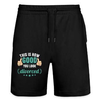 This is how good you look divorced Scheidungs - Stanley/Stella Unisex Bio Joggingshorts Trainer  - Schwarz - Vorne - Nik (191cm) & Marisol (170cm)