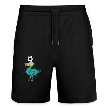 Dodo plays football bird from Mauritius - Stanley/Stella Trainer Unisex Organic Jogging Shorts - black - Front - Nik (191cm) & Marisol (170cm)
