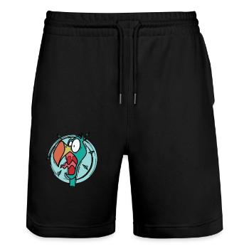 crazy dodo bird from Mauritius - Stanley/Stella Trainer Unisex Organic Jogging Shorts - black - Front - Nik (191cm) & Marisol (170cm)