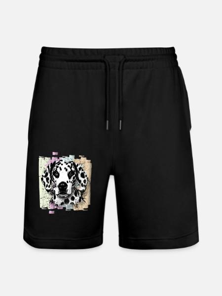 Dalmatian - Stanley/Stella Trainer Unisex Organic Jogging Shorts - black