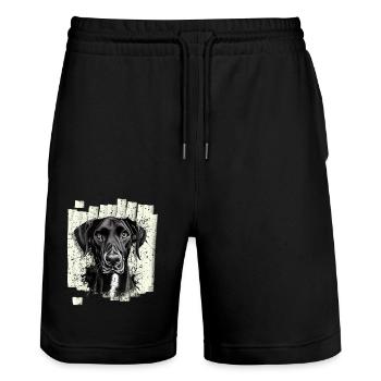 Black Great Dane Dog - Stanley/Stella Trainer Unisex Organic Jogging Shorts - black - Front - Nik (191cm) & Marisol (170cm)