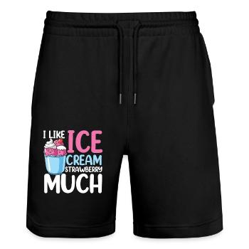 I Like Ice Cream Strawberry Much für eine Eis - Stanley/Stella Unisex Bio Joggingshorts Trainer  - Schwarz - Vorne - Nik (191cm) & Marisol (170cm)
