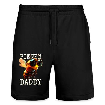 Bienen Daddy Honig Bienenzüchter Papa Vatertag Dad - Stanley/Stella Unisex Bio Joggingshorts Trainer  - Schwarz - Vorne - Nik (191cm) & Marisol (170cm)