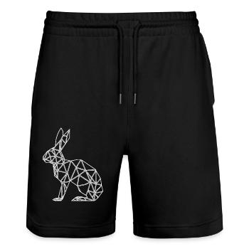 Geometric Rabbit Cute Lines Rabbit - Stanley/Stella Trainer Unisex Organic Jogging Shorts - black - Front - Nik (191cm) & Marisol (170cm)