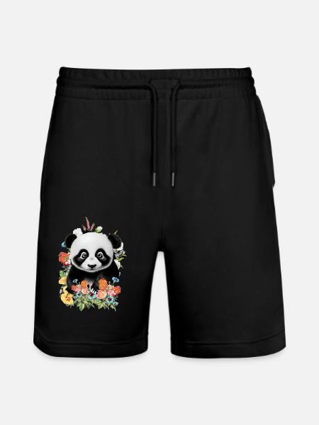 Panda - Stanley/Stella Trainer Unisex Organic Jogging Shorts - black